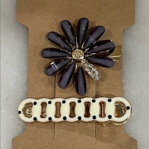 Chic Floral and Cream Hair Clip Duo